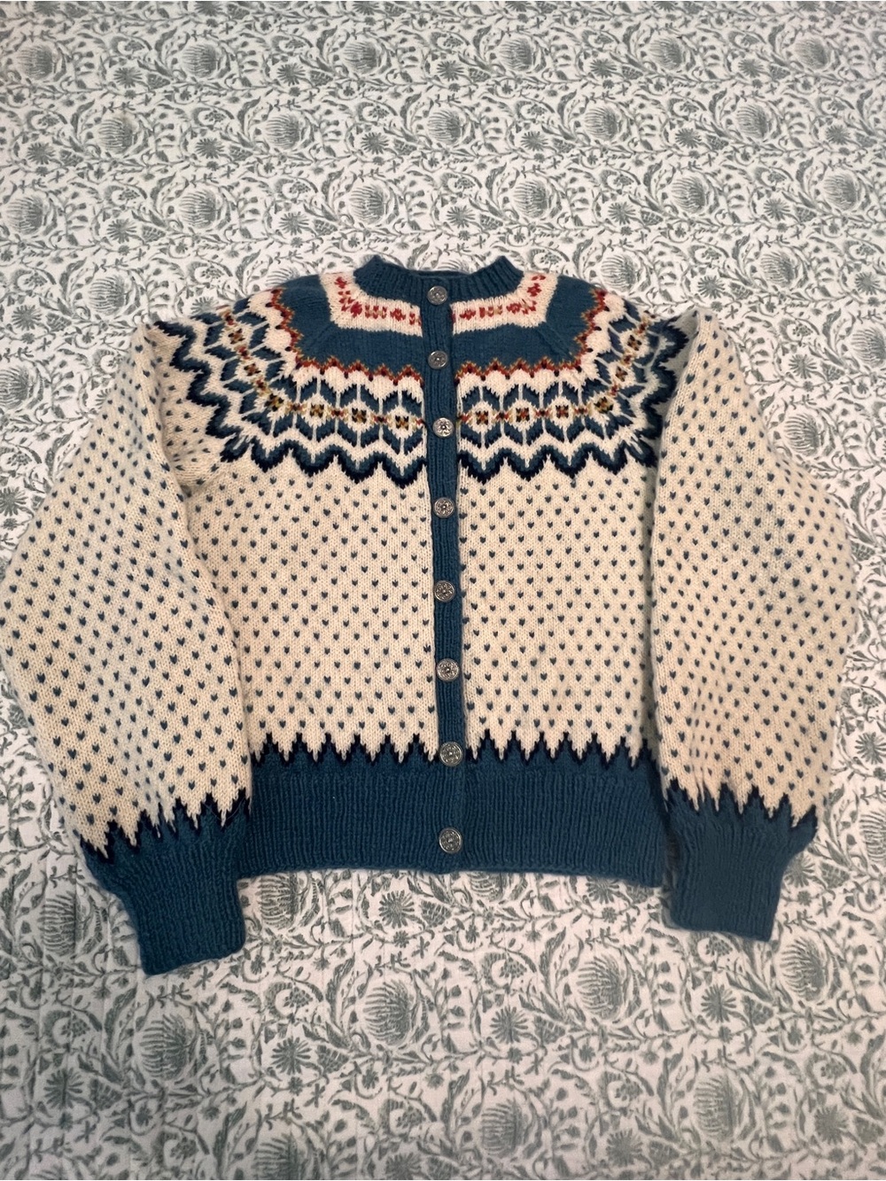 Vintage Husfliden Stavanger Hand Knit Norwegian Wool Cardigan Sweater Size UNKN